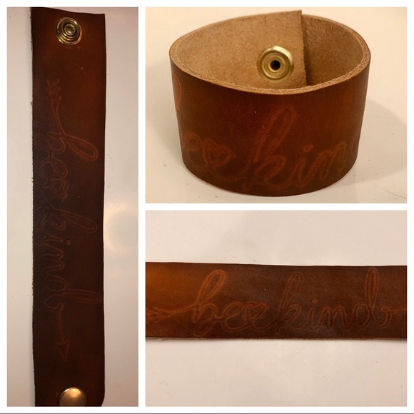 handmade Jewelry - Leather Cuff Bracelet “be kind” handmade Jewelry - Leather Cuff Bracelet “be kind”